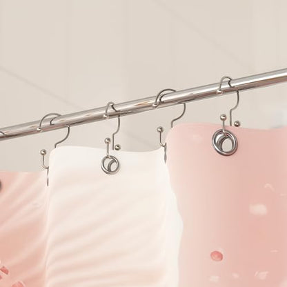 Titanker Shower Curtain Hooks Rings, Rust Resistant Metal Minimalist Simple Double Glide Shower Hooks Rings for Bathroom Shower Rods Curtains, Set of 12 Hooks - Nickel