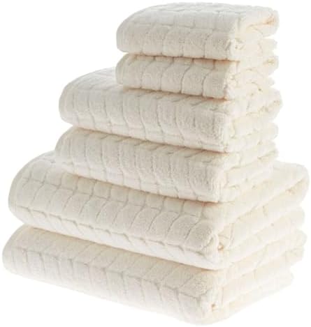 BAGNO MILANO Turkish Cotton Bath Towels, Hand Towels - Soft Plush Jacquard Collection - Highly Absorbent Towel Set (Cream, 6 pcs Towel Set)