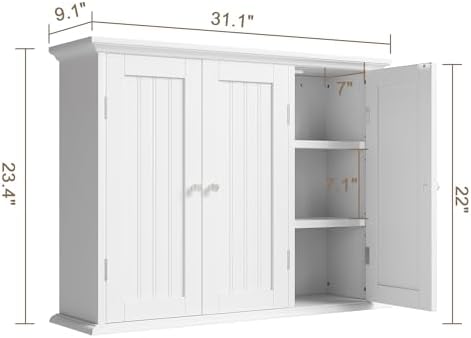 ChooChoo Laundry Cabinet with 3 Doors and Adjustable Shelves