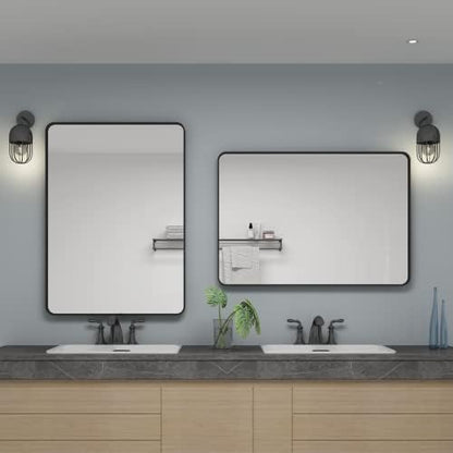24x36 Inch Black Framed Bathroom Mirror for Wall