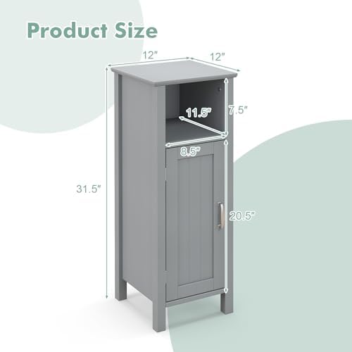Giantex Narrow Bathroom Storage Cabinet with Open Compartment (Grey)