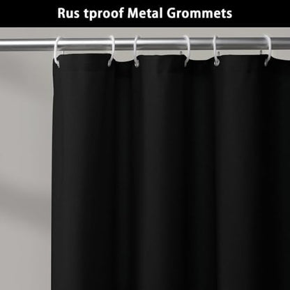 Farmhouse Shower Curtain Button Black-Black Stripe 72" W x 84" L