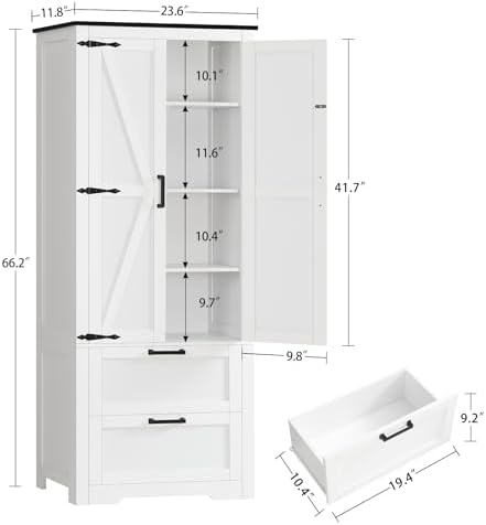 TEENFON Storage Cabinet with Doors & Adjustable Shelf