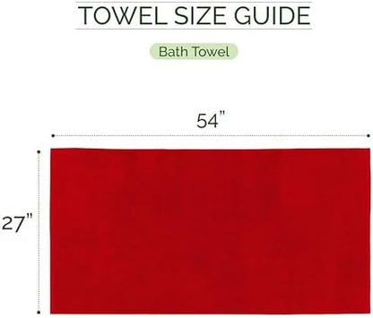 Elegant Comfort 100% Turkish Cotton Corduroy Ribbed Luxury Soft 2 Pack Bath Towels 27 x 54 Inch - Ultra Plush, Absorbent, Quick Dry, Hotel Spa Quality Towels for Bathroom Essentials, Red