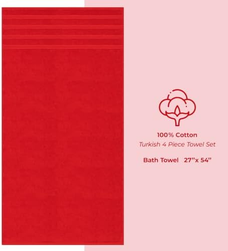 American Soft Linen 100% Cotton Luxury Turkish Towels, 4 PC Bath Towel Set