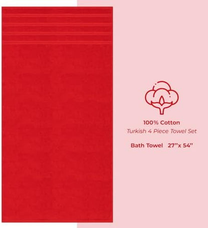 American Soft Linen 100% Cotton Luxury Turkish Towels, 4 PC Bath Towel Set