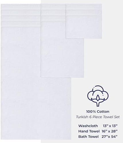 American Soft Linen 100% Cotton Luxury Turkish Towels, 6 Piece Towel Set