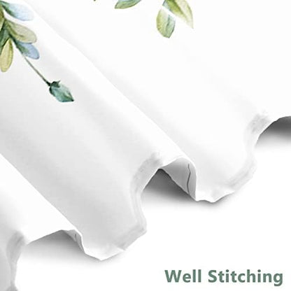 AWERT Green Mixed Light Blue Plant Shower Curtain with 12 Hooks Decorative Sage Green Shower Curtain for Bathroom Waterproof Fabric 72x84inch