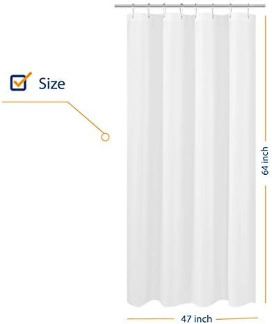 N&Y HOME RV Shower Curtain Liner Fabric 47 x 64 inches, White