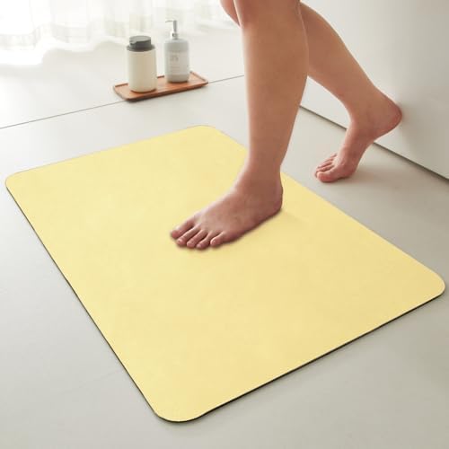 TYUU Thin Bath Mat, Bathroom Rugs Non Slip Washable, 24x48 Light Yellow