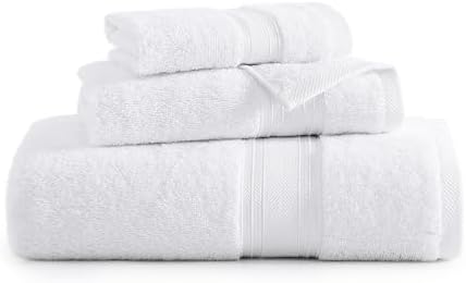 LANE LINEN Bath Towel Set 100% Cotton 3 Piece Soft Absorbent - White