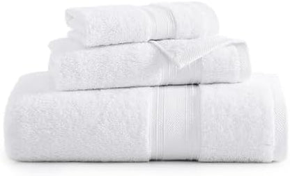 LANE LINEN Bath Towel Set 100% Cotton 3 Piece Soft Absorbent - White