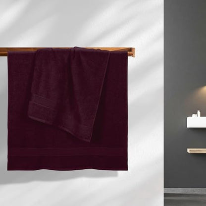 Belizzi Home Cotton 2 Pack Oversized Bath Towel Set 28x55 inches, Large Bath Towels, Ultra Absorbant Compact Quickdry & Lightweight Towel, Ideal for Gym Travel Camp Pool - Burgundy Red