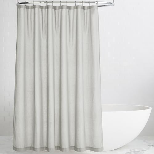 KGORGE Linen Blend Semi-Sheer Shower Curtains Grey for Bathroom