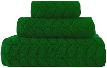 BAGNO MILANO Turkish Cotton Bath Towels, Hand Towels - Soft Plush Jacquard Collection Luxury Towels Set (Royal Green, Hand Towel Set of 4)