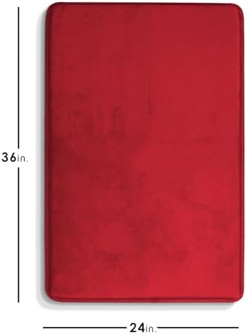Clara Clark Bathroom Rugs, Velvet Memory Foam Bath Mat, Non-Slip Bath Rugs, Machine Wash, Dries Quickly, Ultra Soft Plush Bath Mats for Bathroom, 24 x 36, Red