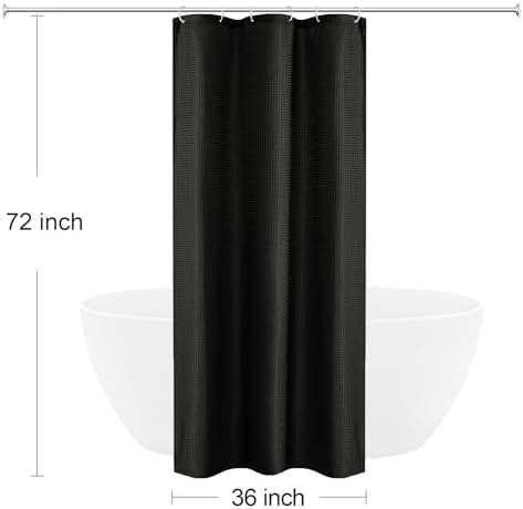 Gibelle Small Stall 230GSM Heavy Duty Black Shower Curtain, 36 x 72