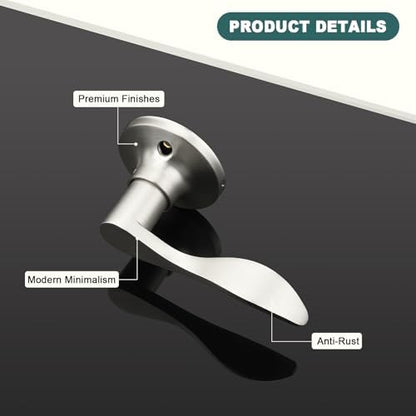GOBEKOR 4 Pack Brushed Nickel Half Dummy Door Handle for Closet Keyless Interior Door Lever Wave Right Handed Single Dummy Handles