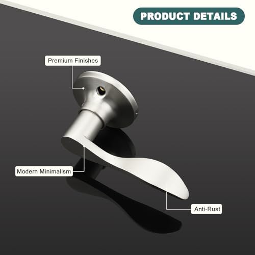 GOBEKOR 8 Pack Single Dummy Door Levers Right Handed Dummy Levers Brushed Nickel Interior Door Handles for Closets Modern Wave Dummy Lever Door Handles