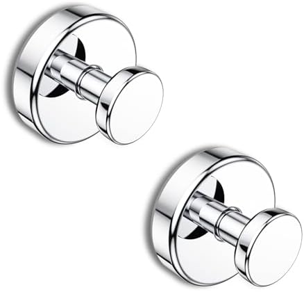 Bntuk Suction Cup Hooks for Shower, Removable Towel Hooks for Bathroom Window Glass Door Wall, Bath Robe Looafh Hook for Hanging - 2 Pack, Chrome