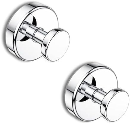 Bntuk Suction Cup Hooks for Shower, Removable Towel Hooks for Bathroom Window Glass Door Wall, Bath Robe Looafh Hook for Hanging - 2 Pack, Chrome