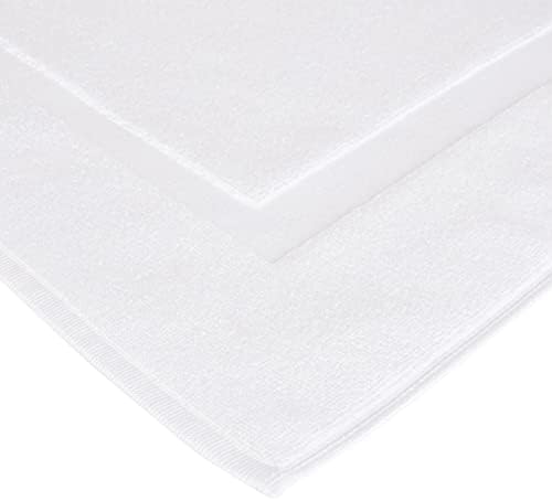 Amazon Basics Non-Slip Cotton Bath Mat, 100% Cotton Absorbent, Machine Washable, 31" L x 20" W, Bright White