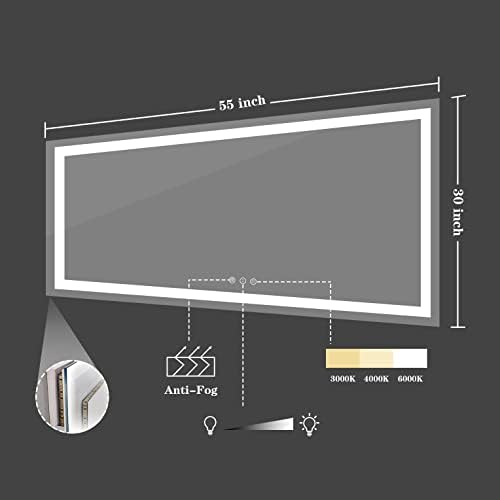 Amorho LED Bathroom Mirror, 55"X30" with Front Light and Backlit