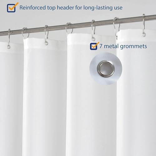 N&Y HOME Fabric Shower Curtain or Liner Stall Size 36 x 72 Inches, White