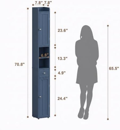 ChooChoo Narrow Bathroom Storage Cabinet with Adjustable Shelves and Drawer