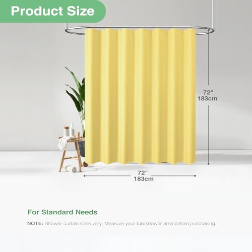 Dynamene Waffle Shower Curtain 256 GSM Heavy Duty Fabric 72"x72" Yellow