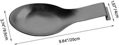 VanlonPro Stainless Steel Spoon Rest, Spatula Ladle Holder, Stainless Steel Utensil Spoon Rest Holder, Brushed Finish, Dishwasher Safe 9.8 x 3.7 Inch (Black 1PC)