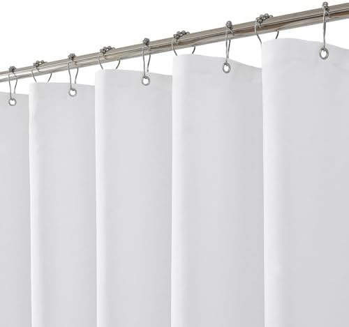 eachope Extra Long Water-Repellent Fabric Shower Curtain Liner,72x84 Inch White