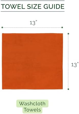 Elegant Comfort 100% Turkish Cotton Corduroy Ribbed Luxury Washcloths 6 Pack Soft 13 x 13 Inch - Higly Absorbent, Durable, Quick Dry, Spa Premium Hotel Quality for Bathroom or Travel, Orange