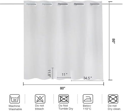 Middle Split Shower Curtain for Shower Chair Transfer Bench, 80"x80" White