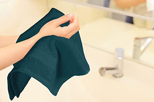 Belizzi Home Ultra Soft 6-Piece Hand Towel Set 16x28-100% Ringspun Cotton - Durable & Highly Absorbent Hand Towels - Ideal for use in Bathroom, Kitchen, Gym, Spa & General Cleaning - Teal