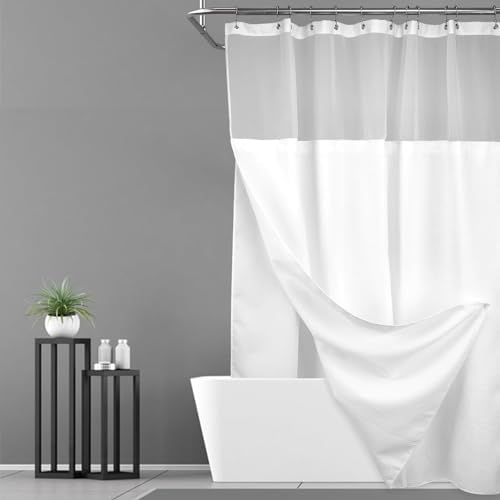 N&Y HOME 60 x 72 Waffle Weave Shower Curtain with Snap-in Liner Set White