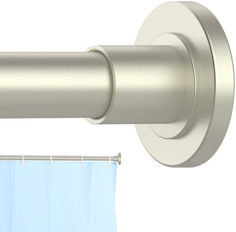 CorkLatta Brushed Nickel Shower Curtain Rod 31 to 92 Inch,1 Inch Diameter Adjustable Spring Tension Stainless Steel Telescoping Rod,Easy Install,No Rust