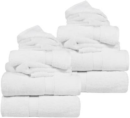 SUPERIOR Egyptian Cotton Ultra Plush & Absorbent, 12 Piece Set, White