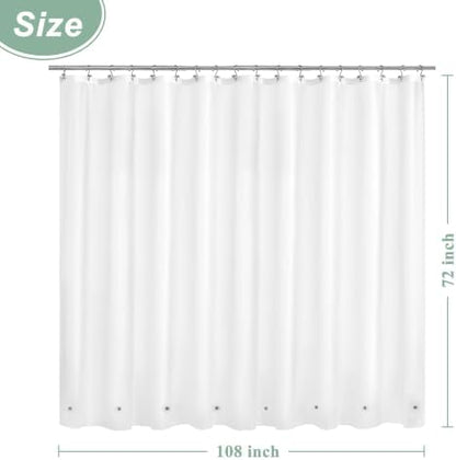 Mrs Awesome Extra Wide Frosted Shower Curtain Liner with 8 Magnets 108x72