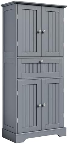 ChooChoo 51" H Bathroom Floor Cabinet with Drawer and Adjustable Shelves