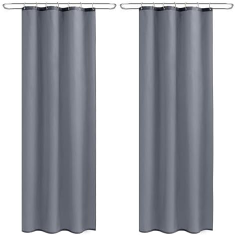 Nasitos Fabric Shower Curtain Liners with Magnets 2 Pcs 36X72 Inch Grey