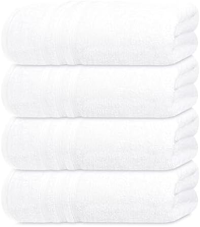 Tens Towels 4 Piece Bath Towels 27x54 Inches, White