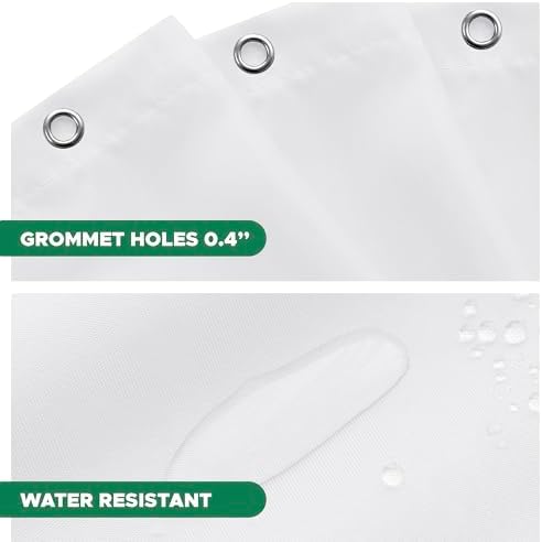 Fabric Shower Curtain Liner 66x72 Inch-White Standard Size Shower Liners