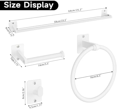 KLJKPA Bathroom Accessories Set, 4-Piece White Bathroom Hardware Set