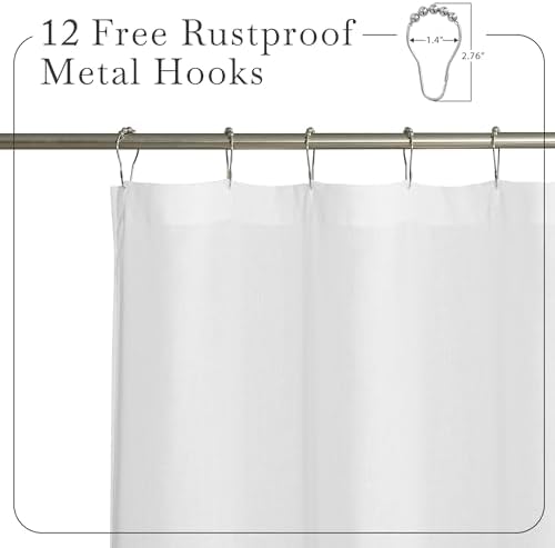 KGORGE Linen Sheer Shower Curtains White for Bathroom Bathtub Decor