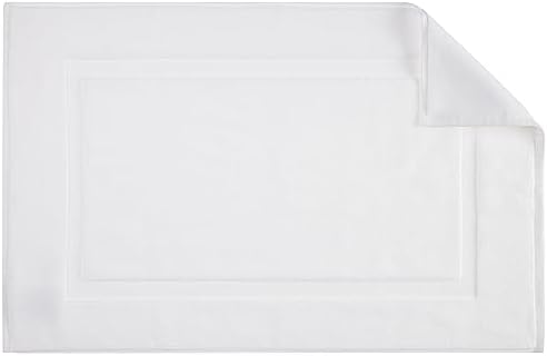 Amazon Basics Non-Slip Cotton Bath Mat, 100% Cotton Absorbent, Machine Washable, 31" L x 20" W, Bright White