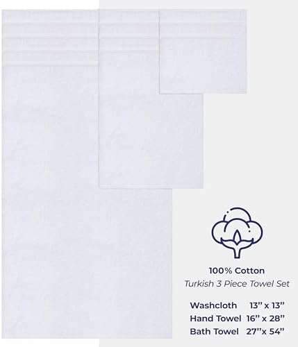 American Soft Linen 100% Cotton Luxury Turkish Towels, 3 Piece Towel Set