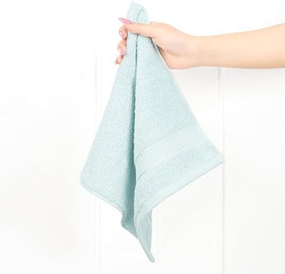 American Soft Linen Salem Washcloth Sets, 4 Piece Luxury 600 GSM 100% Cotton Washcloths for Bathroom, 13x13 inches Washrags Premium Quality Hand Face Towels, Mint