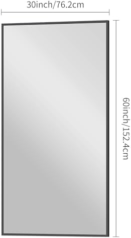 BONEWEI Bathroom Mirror,30x60 inch Large Wall Mirror for Bathroom Wall Mounted Black Rectangle Corner Mirrors,Black Bathroom Mirror for Living Room,Farmhouse,Bedroom Entryway,Horizontal/Vertical
