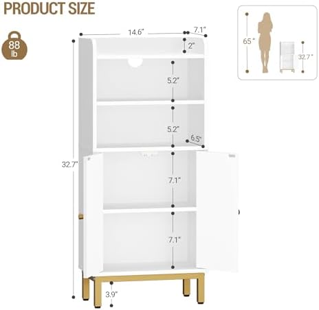 Hzuaneri Bathroom Storage Cabinet, Small Floor Cabinet with 2 Door